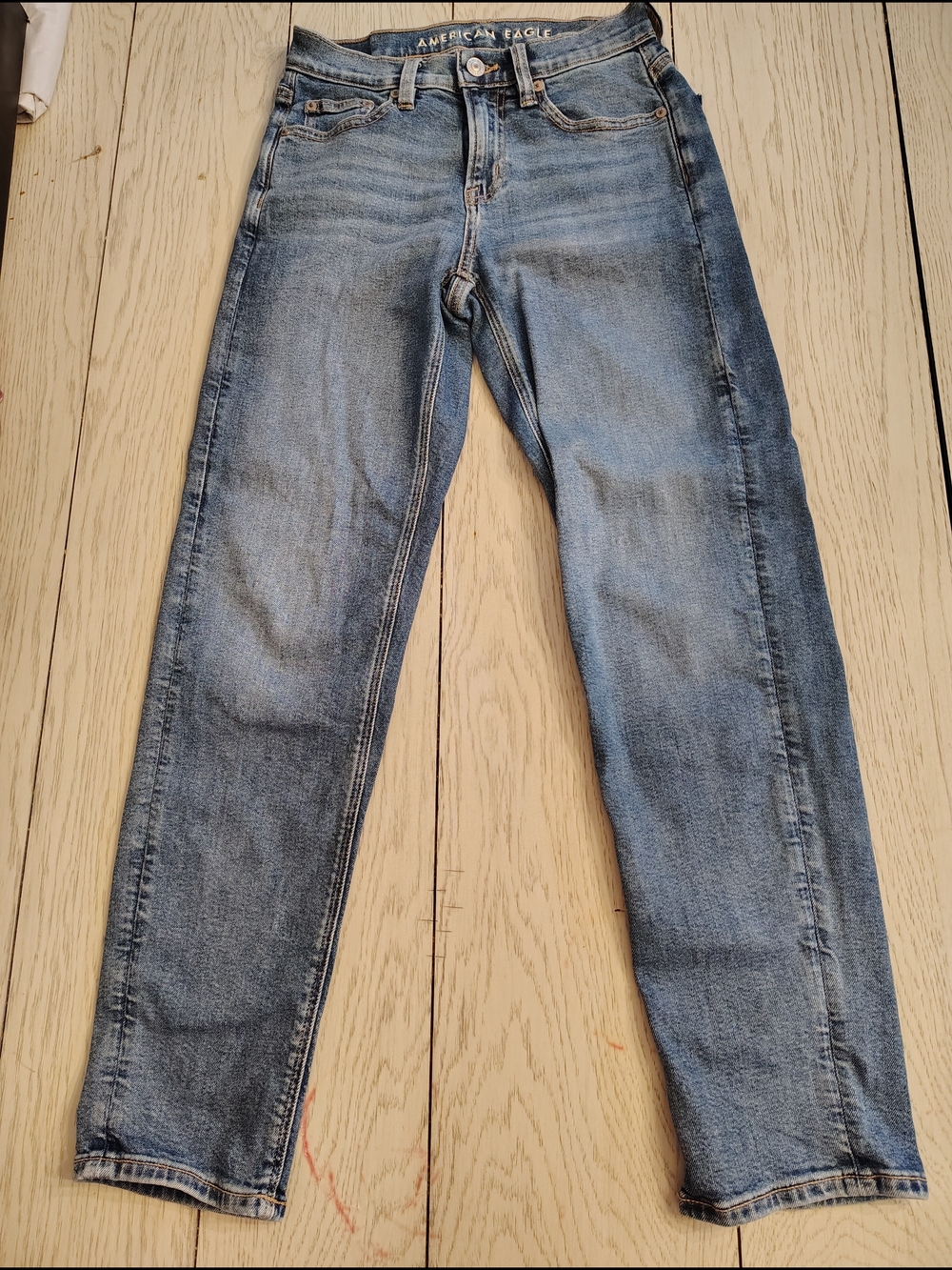 American Eagle Next Level Stretch Straight Jeans - Medium Wash - 000 Short